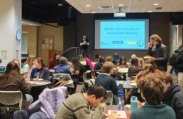 A presentation that displays "Renter 101: A Guide for Sustainable Renting"