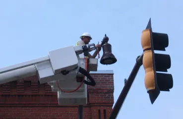 New LED street light being installed in Detroit Lakes, MN