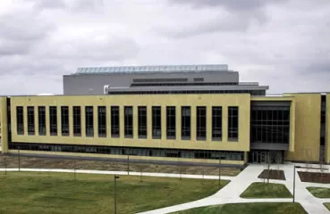 Solar thermal hot water collectors atop Beck Hall at Gustavus