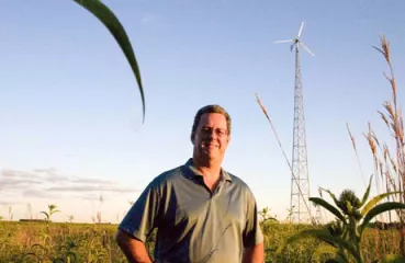 Jake Jacobsen with his wind turbine