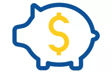 Piggy bank with a dollar sign