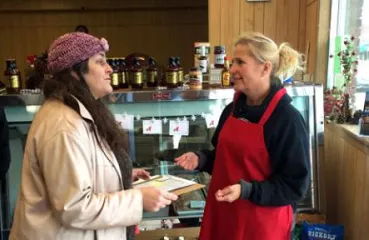 Diana McKeown chats with local business owner