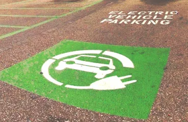 ev charger symbol painted on road
