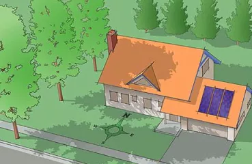 Deciduous trees planted on the south and west sides will help keep your house cool in the summer and allow sun to shine through the windows in the winter. | Graphic DOE