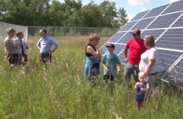 Screenshot from LPTV news segment on Leech Lake community solar gardens