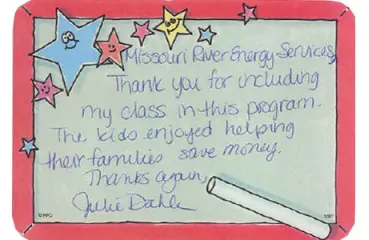 Thank you note from the teacher