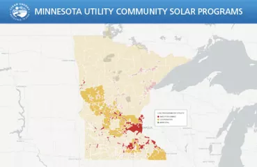 Map of community solar programs in Minnesota