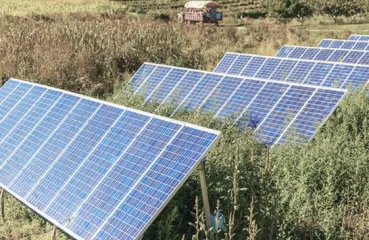 Solar panels on farmland