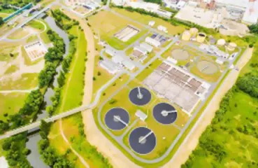 Wastewater treatment plant from above