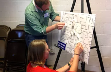 Pinning region projects onto the map