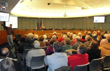A packed City Hall in Woodbury for a 2012 SolarWorks workshop