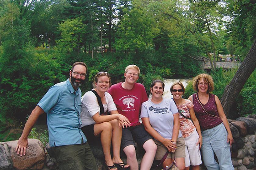 People in front of Minnehaha Falls
