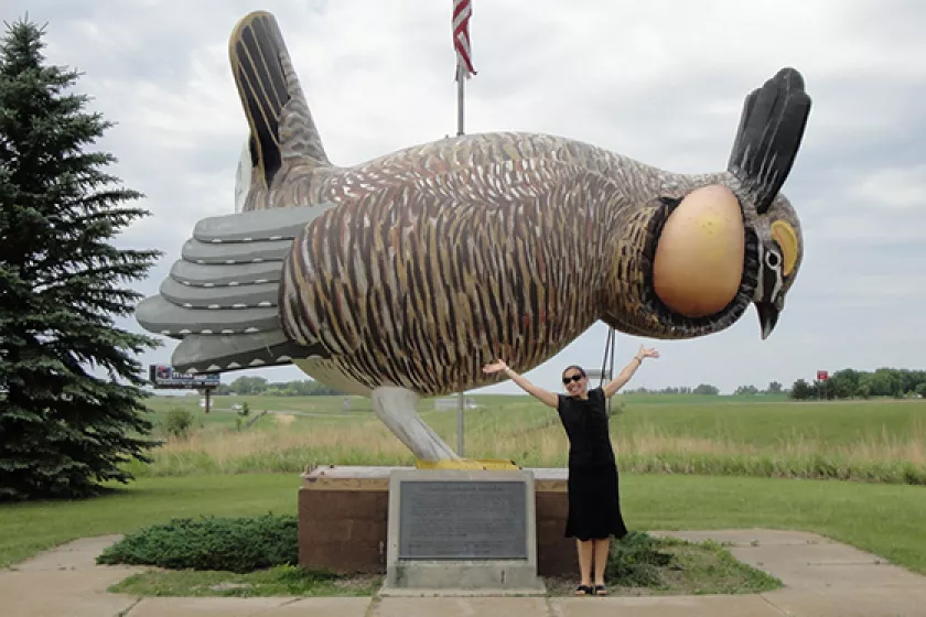 Lissa Pawlisch with Prairie Chicken