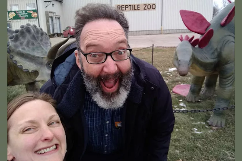 People with dinosaur