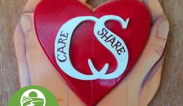 Care Share (image of a heart with "CS" initials held in the center of two palms).