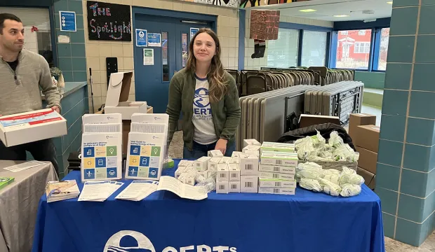 Keely tabling at a food shelf