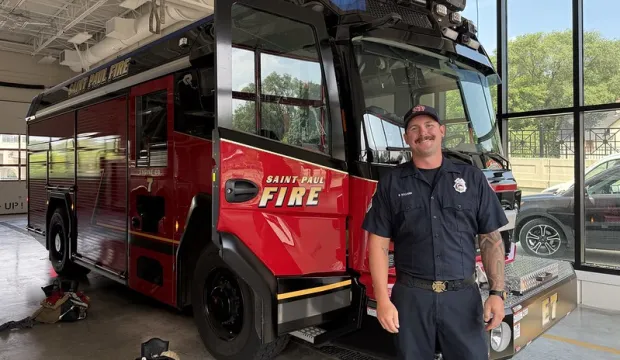 Bryan Sullivan with fire truck