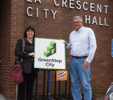 Bill Waller LaCrescent City Adminstrator and Kristin Mroz of GSC 
