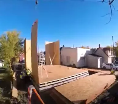 Screen grab from timelapse smart wall construction video