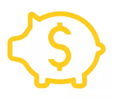Piggy bank with a dollar sign