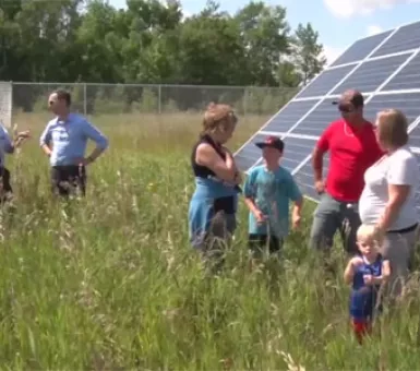 Screenshot from LPTV news segment on Leech Lake community solar gardens