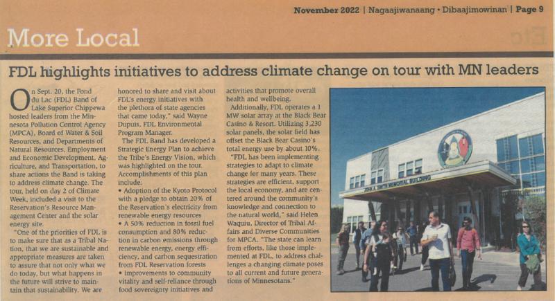 November 2022 article featuring tour with MPCA