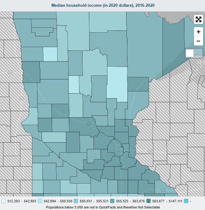 US Census Bureau Screenshot Map of Minnesota