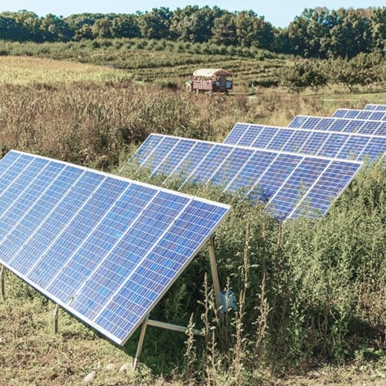 Solar panels on farmland