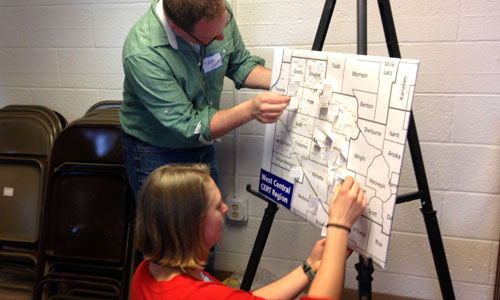 Pinning region projects onto the map